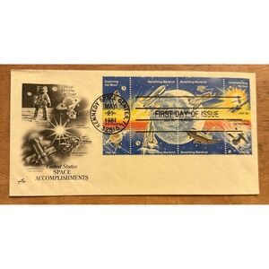 1912-19 Space Achievements, ArtCraft 8", Moon‎ Landing, block of 8, FDC